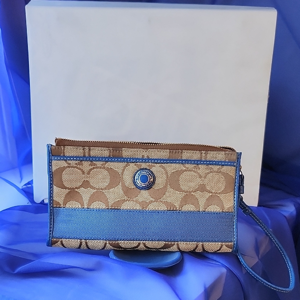 Coach Brown and Blue Wristlet